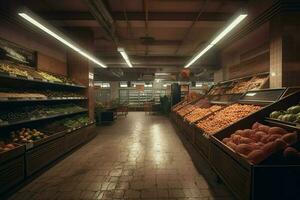 Grocery shop empty. Generate Ai photo
