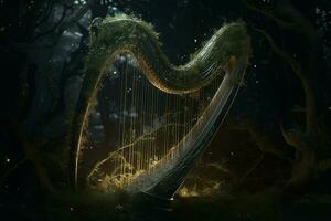 Harp forest magic. Generate Ai photo