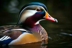 Mandarin duck colorful. Generate Ai photo