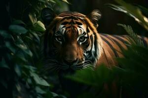 Tiger head jungle. Generate Ai photo