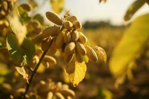 soja frijoles granja. generar ai foto