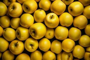Yellow apple top view. Generate Ai photo