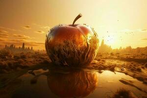 Gold apple surrealism hour. Generate Ai photo