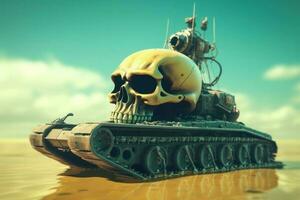 Cartoon tank skull. Generate Ai photo