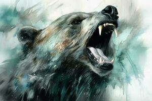 Bear roaring. Generate Ai photo