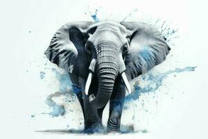 Watercolor elephant splashes. Generate Ai photo