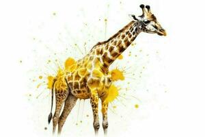 Giraffe splashes watercolor. Generate Ai photo