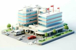 Hospital 3d illustration icon. Generate Ai photo