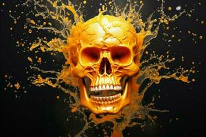 Human skull juice splash. Generate Ai photo