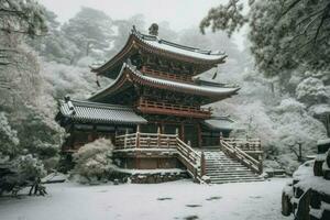 japonés templo. generar ai foto