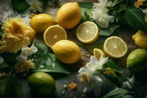 Lemon flowers fresh water. Generate Ai photo