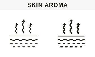 Moisture Evaporation of Skin Line and Silhouette Black Icon Set. Skin Water Loss Pictogram. Skin Structure and Arrows Up Moisture Wicking Process Symbol Collection. Isolated Vector Illustration.