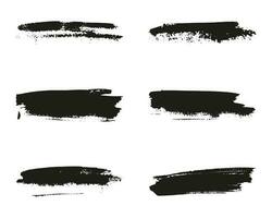 Brushstroke Watercolor Splash Collection. Brush Stroke Black Set, Dirty Paintbrush Stripes. Paint Grunge Scratch Ink Abstract Line Shape. Grungy Texture Background. Isolated Vector Illustration.