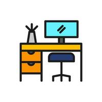 Workplace icon isolated on the white background, flat design vector illustration.