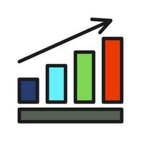 growing graph, bar chart, Flat icon isolated on the white background, flat design vector illustration.