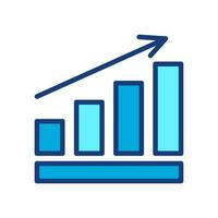 growing graph, bar chart, Flat icon isolated on the white background, flat design vector illustration.