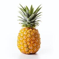 Isolated pineapple. Whole pineapple with green leaves on white background. Clipping path included. AI Generated photo