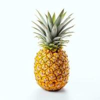 Isolated pineapple. Whole pineapple with green leaves on white background. Clipping path included. AI Generated photo