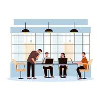 Business people working in the office. Vector illustration in flat style.