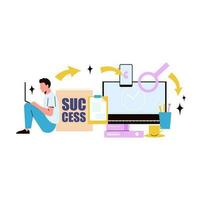 SEO development concept. Search engine optimization. Vector illustration in flat style