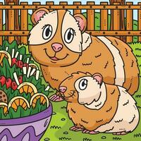 Mother Guinea Pig and Baby Guinea Pig Colored vector