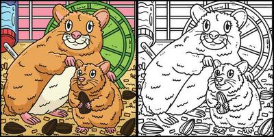 Mother Hamster and Baby Hamster Illustration vector