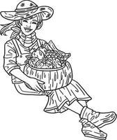 Thanksgiving Girl Sitting on Porch Isolated Adults vector