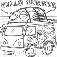 Hello Summer Coloring Page for Kids vector