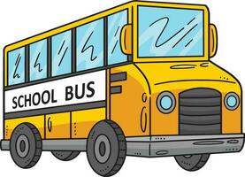 School Bus Cartoon Colored Clipart Illustration vector