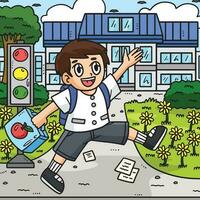 Back to School Student going School Colored vector