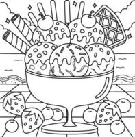 Ice Cream on the Beach Summer Coloring Page vector