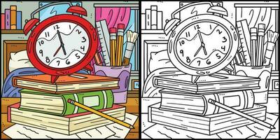 Back To School Alarm Clock and Books Illustration vector