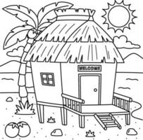 Nipa Hut Summer Coloring Page for Kids vector