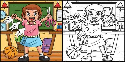 Back To School Child with Scissors Illustration vector