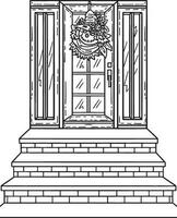 Thanksgiving Doorway Isolated Adults Coloring Page vector