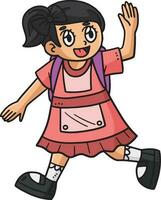 Back To School Girl Student Cartoon Clipart vector