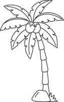 Coconut Tree Isolated Coloring Page for Kids vector