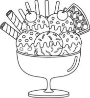 Ice Cream on the Beach Isolated Coloring Page vector