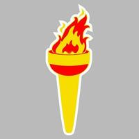 Yellow-red torch. Symbol of the Olympic Games. Illustration, icon, vector