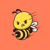 Cute Bee Attack Cartoon Vector Icon Illustration. Animal Wildlife Icon Concept Isolated Premium Vector. Flat Cartoon Style