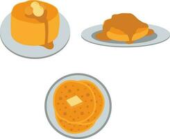 National Pancake Day Element. Pancakes with syrup and raspberries vector. Pile of pancakes on a plate icon. Vector Illustration