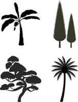 Nature Trees Silhouette. Pine forests and parks of spruce and fir, coniferous and deciduous trees. Vector isolated nature retro illustration set