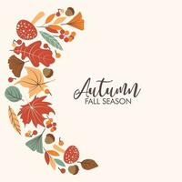 Autumn seamless pattern with different leaves vector