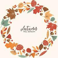 Autumn seamless pattern with different leaves vector