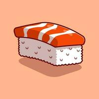 Salmon sushi cartoon icon illustration. japanese food icon concept isolated. vector