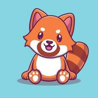 Cute red panda sitting relaxed cartoon icon illustration vector