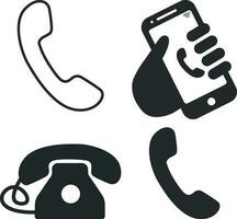 Simple Phone Icon. Phone vector icon. Flat telephone set and mobile phone symbols collection