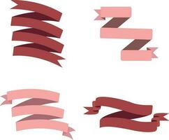 Ribbon Title Element. Vector set of red ribbons. Vector illustration