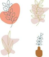 Boho floral Aesthetic. Modern aesthetic illustrations. Bohemian style collection of contemporary artistic design elements. vector