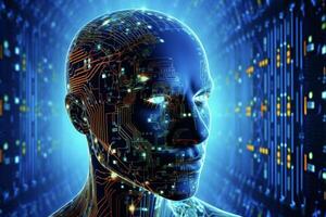 Artificial intelligence and machine learning concept. . photo